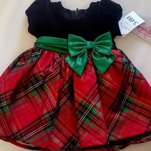Baby Girl's Christmas Dress with Green Bow
